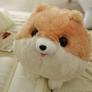 TIANLIYUN Pluche speelgoed Mooie grote ronde ogen Pommeren hond pop pluche speelgoed kussen (Kleur: Bruin, Maat: 30CM)