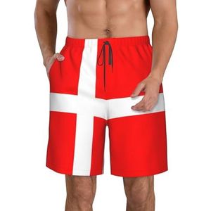 Tropische Ananas Hawaiiaanse Print Heren Zwemmen Board Shorts Zwembroek Trunks Badmode Sneldrogende Surfen Strand Essentiële Zomer, Denemarken Deense vlag, XXL