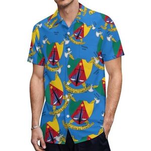 Wapen van Kameroen Heren Shirts met korte mouwen, casual button-down tops T-shirts Hawaiiaanse strand T-shirts 2XS