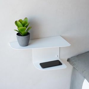 MILUKA Zwevend Nachtkastje Set van 2 Witte 40 x 20 cm | Hangende Nachtkastjes voor Master Slaapkamer, Volledige Tienerkamer | Ideaal als Halmeubel en Woondecoratie | Hangend Nachtkastje (2, Wit)