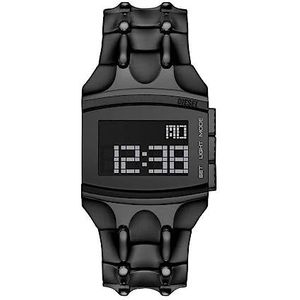 Diesel Reloj para hombre Croco Digi, movimiento LCD, caja de acero inoxidable negro de 33 mm con correa de acero inoxidable, DZ2156