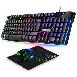 EMPIRE GAMING - 3-in-1 pack MK800 - Tastiera Gaming QWERTY Italiana RGB 105 Tasti 19 anti-ghosting tasti - Gaming Mouse RGB Ergonomico 2400 DPI - Tappetino per Mouse - PC PS4 PS5 Xbox One/Series Mac