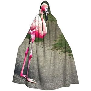 SSIMOO Roze Flamingo Volwassen Party Decoratieve Cape,Volwassen Halloween Hooded Mantel,Cosplay Kostuum Cape