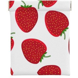 Aardbei Print Lederen Coin Pouch Purse voor Mannen,Coin Purse Pouch voor Vrouwen, Mini Cash Wallet, Aardbei, Eén maat, Munt Pouch