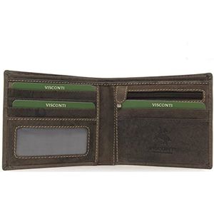 Visconti - Kleine Leren Heren Portemonnee - RFID Blokkerende - 6 Creditcardhouders, Muntgeldvake en Biljetvak - Geschenkdoos - 707 Shield - Olie Bruin