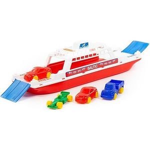 Polesie 56689 Baltische veerboot met miniauto's-boten speelgoed-4-delige stukken, Multi kleuren