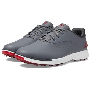 Skechers Tempo golfschoen voor heren, zonder spikes, waterdicht, lichte sneakers, grijs/rood, 45 EU breed, grijs/rood, 45 EU Breed