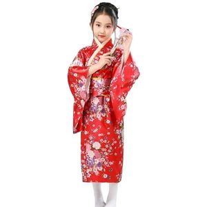 Tainrunse Comfortabele kimono-jurk, Japans levendig kersenbloesempatroon, gemakkelijk te dragen, hoogwaardig polyester, perfect voor cosplay, schooloptredens, rood, 100 cm