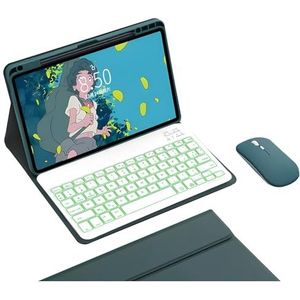 Toetsenbordhoes Voor Redmi Pad Pro12.1 Inch, 7 Kleuren Verlicht Afneembaar Draadloos Bluetooth-Toetsenbord Met Ingebouwde Potloodhouder, Tabletmuis,Groen