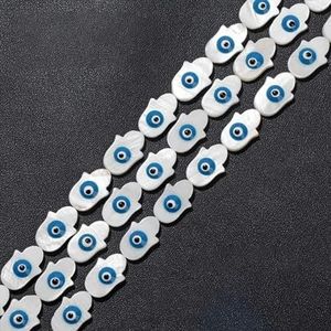 Hartvorm Witte Schelp Kraal Ronde Blauwe Kralen Fit DIY Sieraden Armband Ketting Oorbellen Meubi Bulk-NO.16 10x15mm-A String Ongeveer 36cm