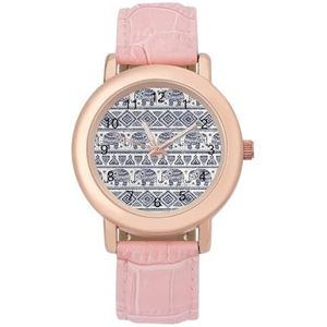 Ethnic_elephant Horloges voor Vrouwen Mode Sport Horloge Dames Lederen Horloge