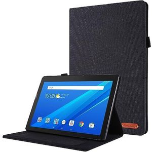 Beschermhoes Compatibel met Lenovo Tab E10 (TB-X104F) 10,1 inch 2019, Flip Fold Stand Case Beschermende stof Print Cover met Auto Wake Sleep met kaartsleuven Tablet Slim Cover Shell (Color : Siyah)