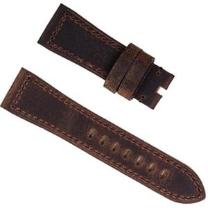 dayeer Ruwe vintage lederen horlogeband voor Panerai 26 mm handgemaakte horlogeband bruin zwarte band (Color : Rough Brown, Size : Black Buckle)