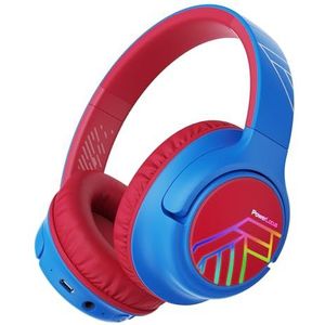 PowerLocus Bobo Bluetooth hoofdtelefoon voor kinderen, over-ear met 74/85/94 dB volumebegrenzing, ledverlichting, draadloze en AUX-kabel, opvouwbare hoofdtelefoon met microfoon voor mobiele