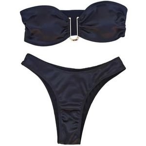 WOYUANSHA Bikini Badpak Dames Bikini Set Dames Badmode Schoudervrij Satijn Bikini Set Met Sneldrogend Gewatteerd Draadloos Badpak Voor Vrouwen