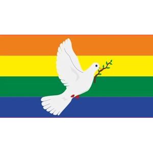 Vlag regenboog met vredesduif vlag 40 x 60 cm premium kwaliteit bootvlag motorvlag professionele kwaliteit