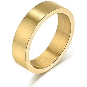 Geslachtloze 6 mm geborsteld mat antiek zilvergrijs fortitanium stalen ring ring eenvoudige neutrale koude wind gepersonaliseerde handsieraden (Color : Golden, Size : 7#)