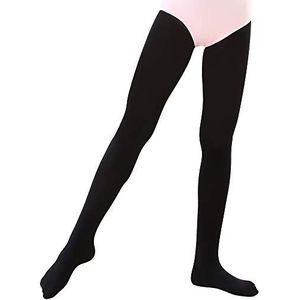 Soudittur Balletmaillot voor kinderen, met voet, ultra-stretch 90D, voor meisjes en dames, 1 paar zwart, XS