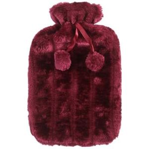 Warmwaterkruik 2000 ml warmwaterkruikhoes verwijderbare fleece warmwaterkruik koudebestendige warmtebehoud hoezen verwarmingskussen hoes voor winter warmwaterzak (rozenrood)