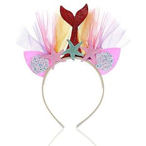 Kinderdecoratie-accessoires met glitter, zeemeerminnenstaart, haarband, zeester, haarband, kant, 8 stuks