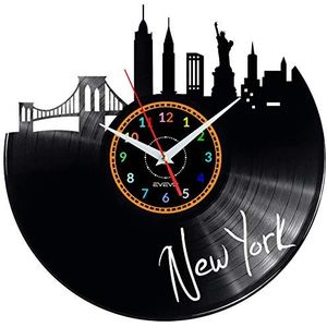 EVEVO New York Wandklok vintage accessoires, decoratie voor thuis, modern design, vinyl wandklok, unieke wandklok, 30,5 cm (12 inch), creatieve cadeau-idee, vinyl, wandklok New York
