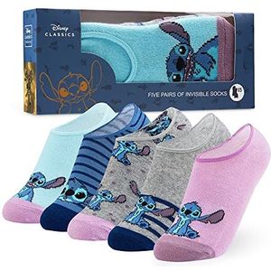 Disney Onzichtbare Sokken Meisjes No Show Minnie Mouse Kinderen 5 Pak Onzichtbare sokken, Geschenken (Grijs/Blauw)