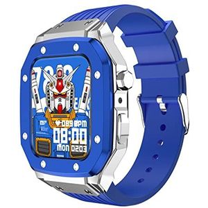 OFWAX Legering Horloge Case Rubberen Band Voor Apple Horloge Serie 9 8 7 6 5 4 SE 45mm 42mm 44mm Metalen Frame Modificatie Business Casual Stijl Horlogeband, 42MM, agaat