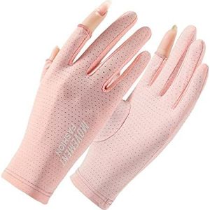 Snijbestendige handschoenen For Zomer Rijden Rijden Vissen 2 Finger Cut Non-Slip Sunblock Handschoenen Dunne Ademende Handschoenen tegen Zonwering Lichtgewicht beschermende handschoenen (Color : Pink