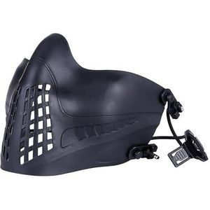 Airsoft-Gezichtsbescherming voor Schietsporten Tactische Snelle Helm met Gespbevestiging Airsoft-Masker met Hoofdband(Black)