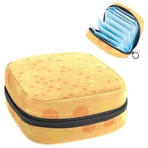Opbergtas voor maandverband, menstruatiecup zakje tampon tas, menstruatiepads, houder organizer voor vrouwen en meisjes, gele stippen