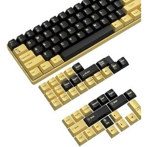 PBT Keycaps Cherry Profiel Double-Shot Volledige Toetsenkappen Set voor ANSI Mechanische Toetsenborden.Ondersteunt Cherry/Gateron/Kailh/Akko MX Switches.Alleen keycaps,met sleutel trekker-Zwart