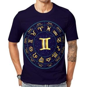 Gemini Horoscoop Cirkel Heren Grafisch T-shirt Korte Mouw Ronde hals Print Casual Tee Tops S