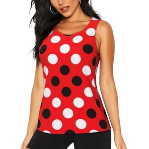 AYYQWE rood Wit Polka Dot Print Tank Tops Yoga Running Wandelen Outdoor Activiteiten Casual Dagelijks Dragen Avontuur Sport, Zwart, S