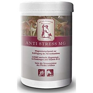 Mühldorfer Anti-stress Mg, 0,75 kg, versterkt het zenuwkostuum, verhoogt de stressbestendigheid, aanvullende voeding voor alle paarden en ponys