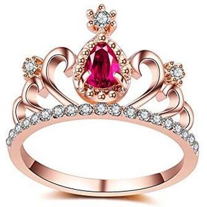 Kroonvormige diamanten ring Kristal verstelbare ringen Bruiloft sieraden voor vrouwen Vriendin, Kleurnaam: Rose Gold#8 (Kleur: Rose Gold#8) (Rose Gold#9)