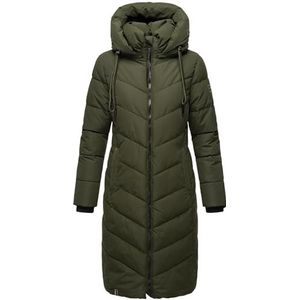 Navahoo Sahnekatzii Winterjas voor dames, warme gewatteerde jas, lang met afneembare capuchon, XS-XXL, dark olive, M