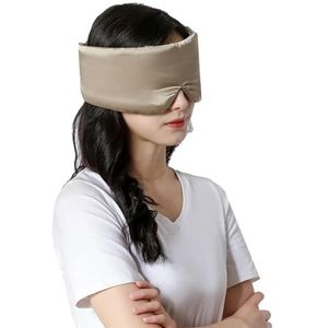Dubbellaags zijden slaapmasker, grote oogbedekking, zachte patch voor de ogen, verduisteringsband, schaduw, reizen, ontspanning (abrikoos)