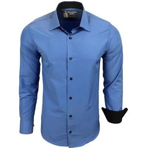 Subliminal Mode Klassiek overhemd voor heren, blauw, 5XL