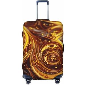 Abstracte werveling gouden achtergrond Bagage Cover Elastische Wasbare Koffer Protector Anti-Kras Reisbagage Covers Stofdichte Bagage Case Covers Draagbare Koffer Covers Fit 45-70 cm Bagage, Zwart, XL