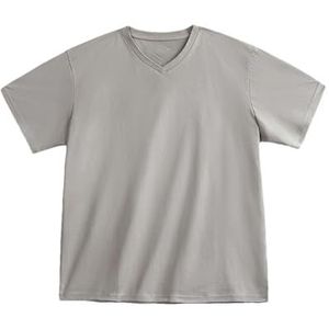 Dvbfufv Heren zomer sneldrogend korte mouwen V-hals effen kleur T-shirt dagelijks veelzijdige tops, Lichtgrijs9, S