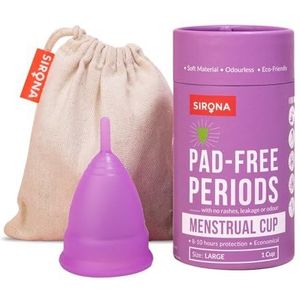 Sirona Herbruikbare menstruatiecup - groot voor vrouwen, menstruatiecup zonder huiduitslag, lekkage of geur en het beste alternatief voor maandverband
