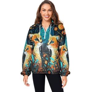 KAAVIYO Leuke artwork cheetahs pluizige jas pullover hoodie capuchon zakken fuzzy fleece sweatshirt ronde hals truien hoodies voor meisjes vrouwen, Patroon, M