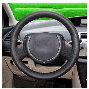 Afdekking Voor Het Stuur Voor Citroen Voor C4 Voor C-quatre Handgestikte Zwarte Lederen Autostuurhoes Stuurhoes Auto(Rode lijn)
