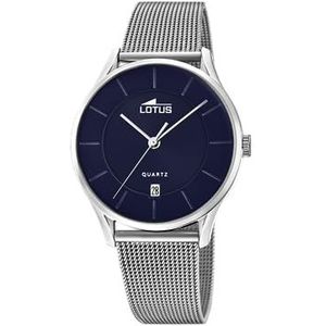 LOTUS Horlogemodel 18405 / C uit de Minimalistische collectie, 39 mm blauwe behuizing met stalen band voor heren 18405/C, armband