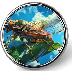 Cicada Groene Stam Habitat Ronde Broche Pin voor Mannen Vrouwen Aangepaste Badge Knop Kraag Pin voor Jassen Shirts Rugzakken