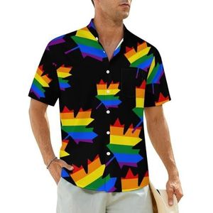 LGBT Canada Pride herenshirts met korte mouwen, strandshirt, Hawaiiaans shirt, casual zomershirt, 3XL