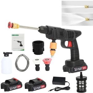 Worparsen Snaveloze stroom wasmachine multifunctionele mondstuk batterij-aangedreven koperen motor 24V druk wasmachine kit voor auto zwart