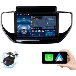 Android 14.0 2 Din Autoradio 9"" Touchscreen Auto Stereo voor Hyundai Solaris 2 2020-2021 met Draadloze Carplay Android Auto GPS navigatie AHD Omgekeerd beeld Stuurwielbediening(P1(1G+32G))