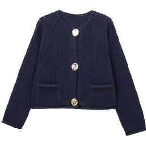 Polyester Oversized V-hals Vest Vrouwen Grof Gebreide Open Front Lange Mouw Getextureerde Weave Lounge Dragen Herfst Gelaagde Stuk Gezellige Lezen Compan, Marineblauw_l, One size