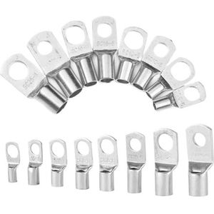 Ringgeïsoleerde draadconnector, 100/1000 stuks koperen ringkabelschoenen kabel elektrische krimpaansluiting SC6 SC10 SC16 SC25 blanke koperen batterijblokschoenen gat(Sc16-8,100PCS)